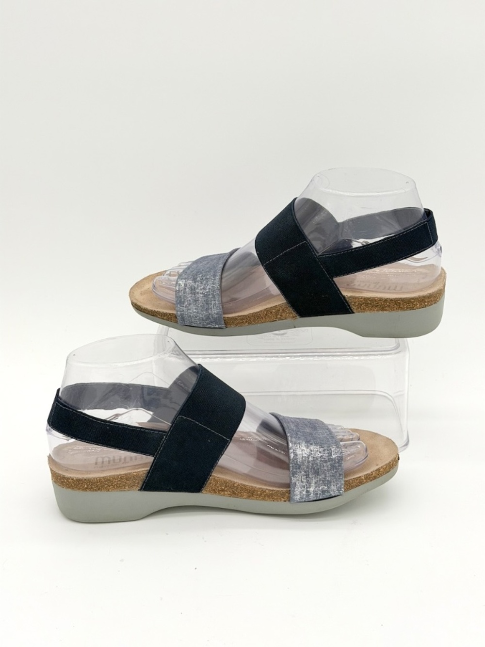 Munro Pisces Metallic Silver Gray Elastic Strappy Wedge Sandals Shoes Women 8 M - Picture 5 of 8